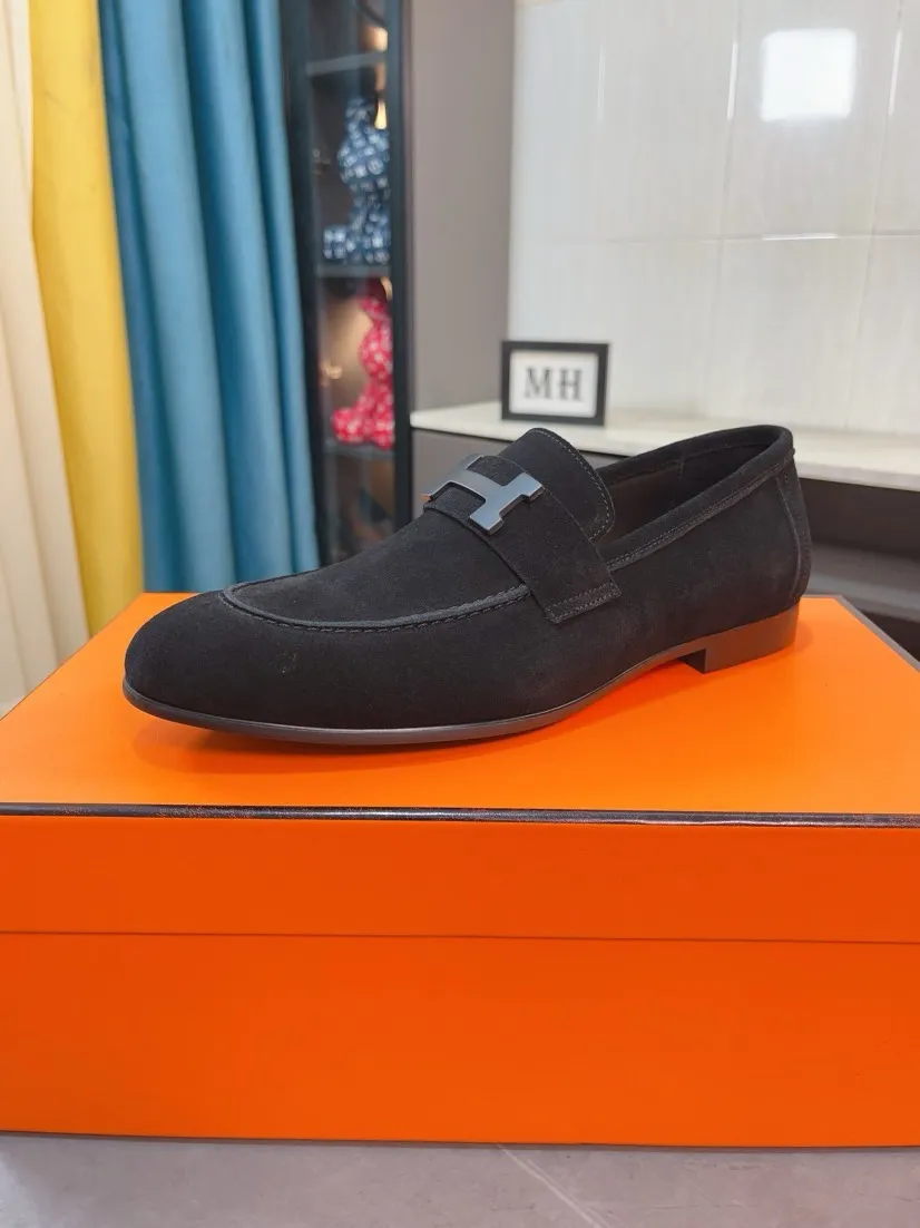 Men's shoes 💰560🌹🌹Niuli "HERMES" Hermès business leather shoes, original factory configuration, original imported cowhide upper + luxury hardware logo + fully imported original customized cowhide lining, sole: rubber wear-resistant outsole, difficult craftsmanship, original factory follow-up goods, 🔍🔍high quality code number: 38-44 45 can be customized